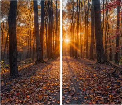 Produktbild von Spritzschutz Herdabdeckplatte Schneidebrett aus Glas Sonnenuntergang Wald 2-Teilig (60x52cm)