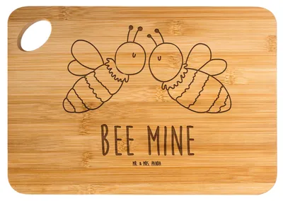 Produktbild von Mr. & Mrs. Panda schneidbrett Biene Liebe - Transparent - Geschenk, Schneidebrett, Brett, Holzbrett, jausenbrett, Frühstücksbrettchen, Frühstücksbrett