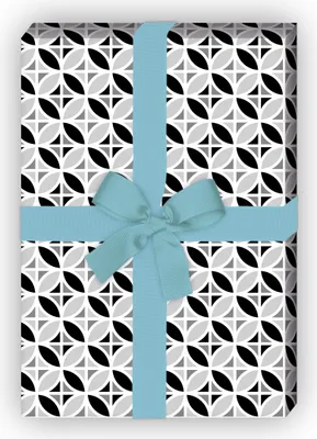 Produktbild von Grafisches Geschenkpapier mit Blumen, schwarz weiß - G7274, 32 x 48cm