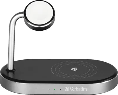 Produktbild von Verbatim WCS-02 Aluminium 3-in-1 Qi MFi WiFi+Appel Watch Charger