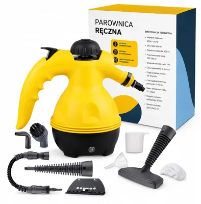 Zdjęcie produktu dla Odkurzacz parowy ręczny, 1000 W - urządzenie do czyszczenia parą z różnymi końcówkami - do płytek, fug i tapicerki