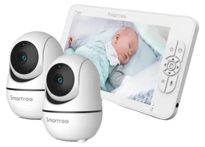 Obrázok produktu pre Video detská chůvička, 7-palcový HD displej, rozdelená obrazovka, dve kamery, zástrčka pre EÚ