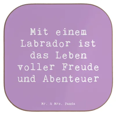 Produktbild von Mr. & Mrs. Panda Holzuntersetzer Spruch Labradorleben - Lavendeltraum - Geschenk, gläseruntersetzer, Abenteuer, Hunderassen, Untersetzer für Gläser, liebevoller Hund