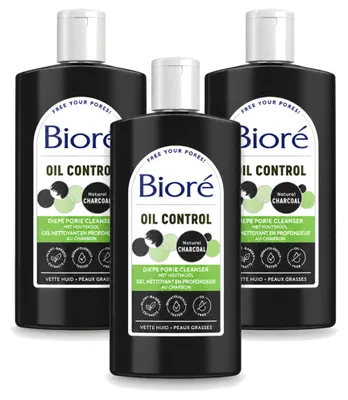Produktbild von 3 x Bioré Houtskool Reinigingsgel – Tiefenreinigendes Gesichtsgel – 200 ml - Vorteilspackung - 3 Stücke