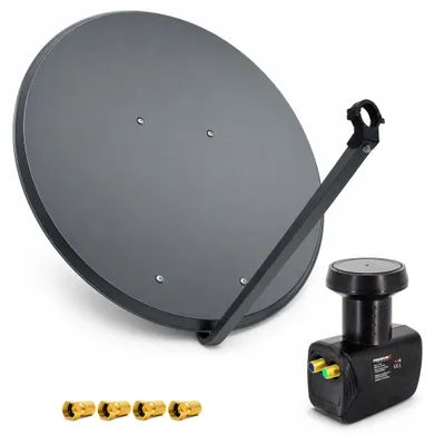 Produktbild von PremiumX SAT Anlage 100cm Antenne Aluminium Twin LNB 4x F-Stecker