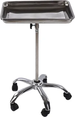 Zdjęcie produktu dla Taca salonowa z kółkami Metalowa stal nierdzewna Podnoszona ruchoma do medycznego instrumentu fryzjerskiego
