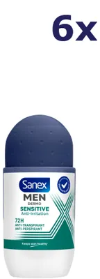 Produktbild von 6x Sanex Deo Roll-on Men - Dermo Sensitive 50 ml