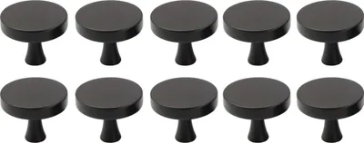 Immagine prodotto di Natural Goods Berlin Maniglia per mobili KREISEL, pomolo per mobili, maniglia per armadi, pomolo per cassetti e porte, nero, 10 pezzi