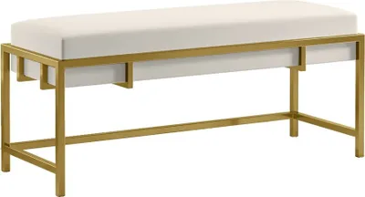 Produktbild von BETTSO LAMO 100 Polsterbank im Glamour Stil, auf einem goldenen Gestell - hellbeige