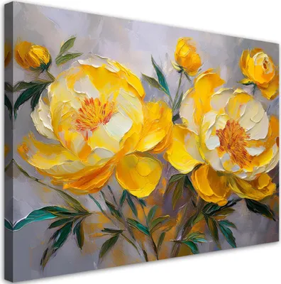 Produktbild von Leinwandbild Gelbe Pfingstrose Blume Natur 120x80 Feeby Gelb bild für die wand bereit zum aufhängen