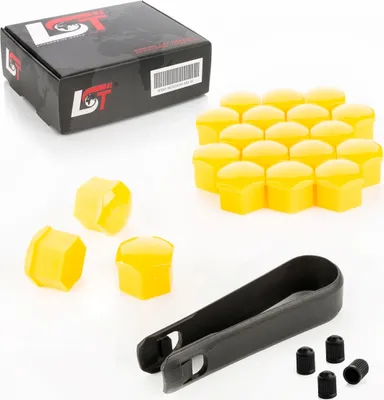 Produktbild von 20x Radschrauben Abdeckkappen Radschraubenkappen 17 mm gelb Glanz für BMW MINI