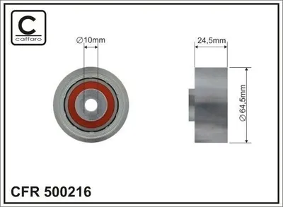 Produktbild von CAFFARO 500216 Umlenkrolle Zahnriemen Ø65mm für AUDI 100 Limousine (4A2, C4) A6 Avant (4A5, C4) 100 Limousine (44, 44Q, C3) A6 Limousine (4A2, C4)