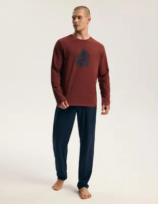 Immagine prodotto di Pigiama lungo Henderson, colore rosso e blu, in 100% cotone, taglia XL