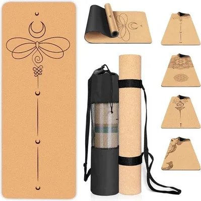 Image de Tapis de yoga antidérapant en liège naturel et TPE, pour la maison et la salle de sport