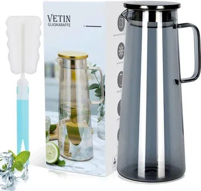 Produktbild von 1,8 Liter Glas Wasserkan, Borosilicatglas Karaffe mit Deckel