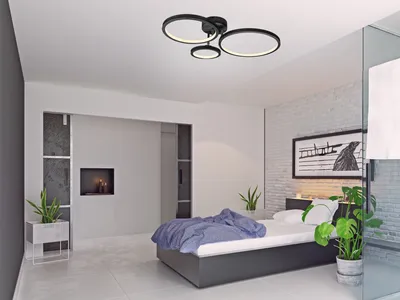 Produktbild von Schwenkbare LED Deckenleuchte dimmbar über Schalter, Wohnzimmerlampe Schwarz