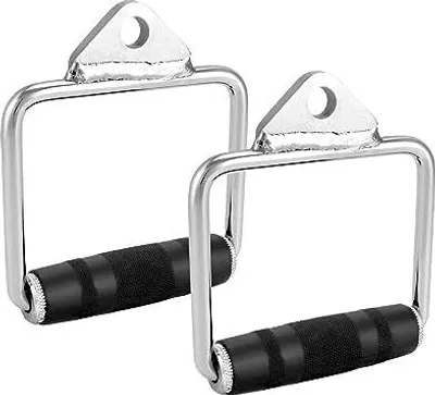 Produktbild von QWORK® 2 Stück Kabelzug Griffe mit Gummigriff, Latzug Griff für Workout am Seilzug