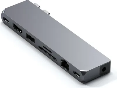 Produktbild von Satechi ST-UCPHMXM, 2 x USB 3.2 Gen 2 (3.1 Gen 2) Type-C, 96 W, 1000 Mbit/s, Grau, MicroSD (TransFlash), SD, 60 Hz
