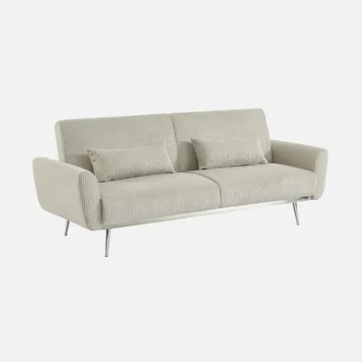 Produktbild von sweeek - 2-3-Sitzer Design-Schlafsofa mit Cordbezug und verchromten Metallfüßen  - Hellgrau