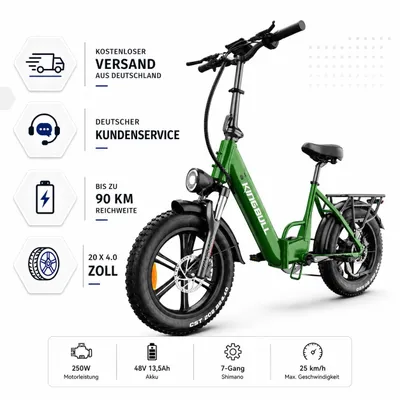 Produktbild von Literider 2.0 20 Zoll Fat E-Bike Tiefeinsteiger 250W, 48V 13,5Ah Akku, bis 90 km, Shimano 7-Gang, bis 180 kg