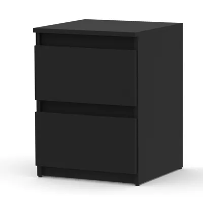 Zdjęcie produktu dla STIV Möbel | Szafka nocna Czarny Mat 40x40x53,5 cm | 2 szuflady | Większy rozmiar | Minimalizm i nowoczesna elegancja
