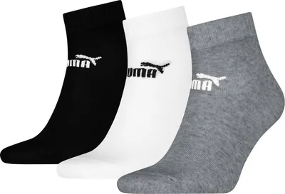 Produktbild von Puma - "Quarter" Knöchelsocken für Herren/Damen Uni(3er-Pack) CS2509 (43 EU - 45,5 EU) (Schwarz/Weiß/Grau)