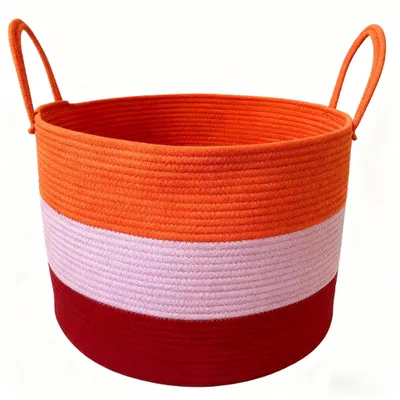 Produktbild von Tricolor Baumwoll Aufbewahrungskorb mit Griffen 50 x 33 cm