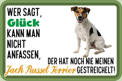 Produktbild von vianmo Holzschild 12x18 cm Glück Jack Russel Terrier Hund Tier Haustier