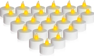 Produktbild von LED Teelichter warm weiß mit Fackereffekt und Timer - 24er Set - Künstliche mit flackernder Flamme Kerze Batterie betrieben - Deko Licht für Weihnachten Advent Hochzeit Geburstag
