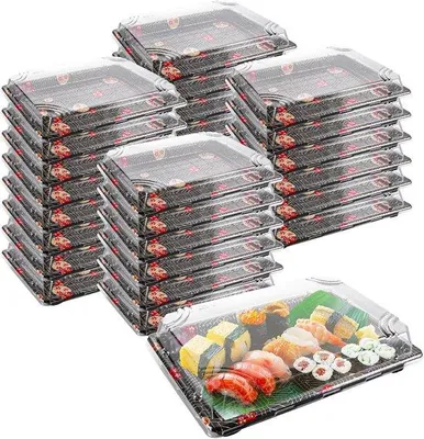 Image de Boîtes à repas en plastique, lot de 30, 25,5 x 18,5 x 5 cm, réutilisables