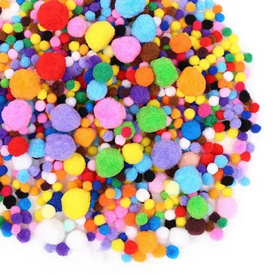Produktbild von Bastel-Pompons bunt, 4 Größen, 2000 Stück, für kreative Dekorationen