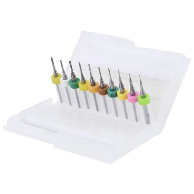 Obrázek produktu pro 10 kusů 0,5/0,6/0,7/0,8/0,9/1,0/1,1/1,2/1,3/1,4 mm frézy na desky plošných spojů, gravírovací bity, 1/8" stopka
