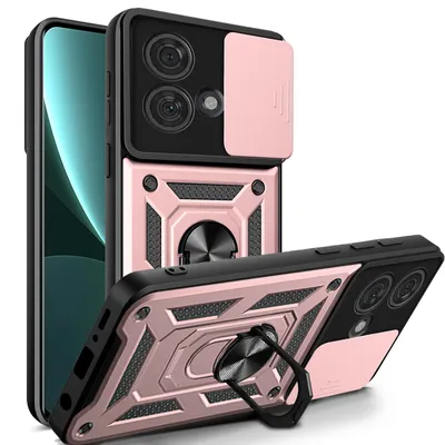 Produktbild von Outdoor Panzer Hülle Motorola Edge 40 Neo Handyhülle mit Kameraschutz Ringhalter Rosegold
