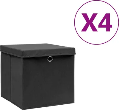 Produktbild von Aufbewahrungsboxen mit Deckeln 4 Stk. 28x28x28 cm Schwarz