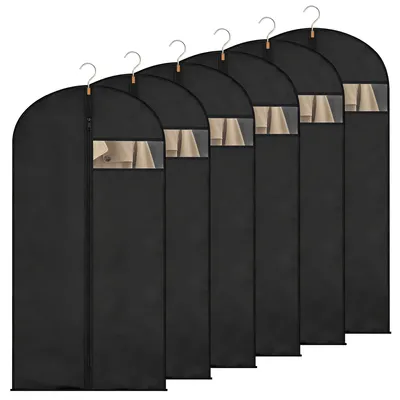Produktbild von Set mit 6 Kleidersäcken mit Reißverschluss, 60 x 120 cm, Schwarz