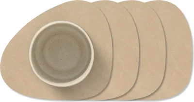 Productafbeelding van LIND DNA Onderzetters Nupo - Leer - Sand - 13 x 11 cm - 4 Stuks