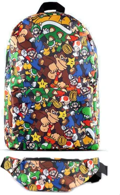 Produktbild von Difuzed Nintendo Rucksack - Super Mario Charaktere + Gürteltasche