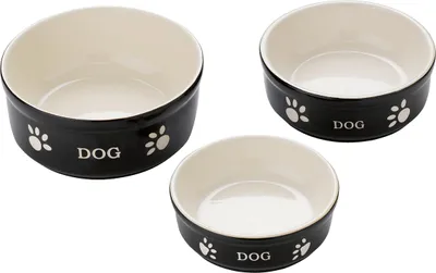 Produktbild von Nobby Hunde Keramiknapf Dog schwarz/beige, Maße: 12 x 12 x 3,7 cm