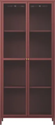 Produktbild von Vitrinenschrank ’Säkylä’ mit 2 Türen Stahl 180 x 80 x 35 cm Bordeauxrot