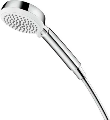 Produktbild von Crometta 100 Handbrause mit 4 Strahlarten, Weiß/Chrom 26824400 – Hansgrohe, Duschkopf mit Massage- und Regendusche, inklusive Filter