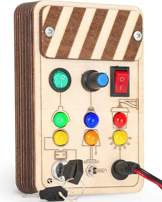 Productafbeelding van Montessori Speelgoed Busy Board voor Peuters - Houten Sensorisch Activiteitenspeelgoed met LED Licht voor Vroegtijdige Ontwikkeling