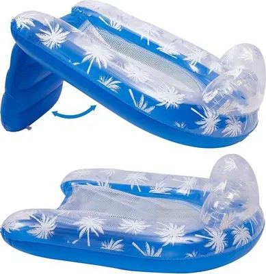 Produktbild von Aufblasbares Wasserbett mit Netz, halb untergetaucht, blau