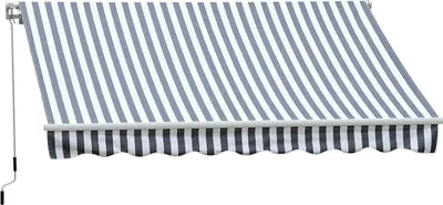 Produktbild von Outsunny Markise Gelenkarmmarkise mit Handkurbel Alu 3,5 x 2,5 m Grau+Weiß