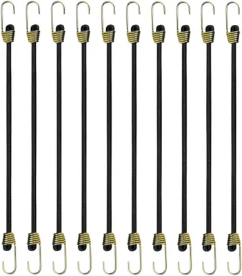 Produktbild von 10 Stück 25 cm lange Spanngummis mit Haken in Schwarz