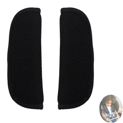 Image de Housses de ceinture de sécurité pour poussettes, souples, universelles, lot de 2, couleur noire