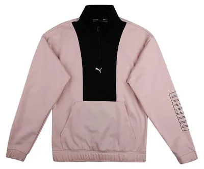 Productafbeelding van PUMA meisjes trainingssweater met rits, model "Quarterzip", kleur: Lotus, maat: 104