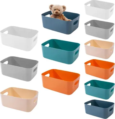Image de wintfarm Boîtes de rangement en plastique Lot de 12 en 6 couleurs 2 tailles