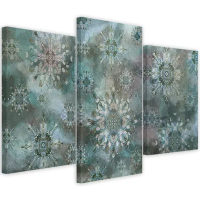 Produktbild von Triptychon auf leinwand sternmosaik 120x80 cm Feeby türkis wandbild bereit zum aufhängen