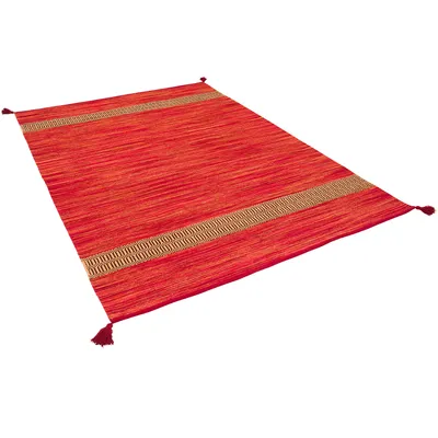 Produktbild von Natur Baumwolle Teppich Kelim Toskana, Größe:170x240 cm, Farbe:Rot