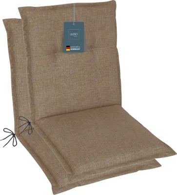 Produktbild von LILENO HOME Gartenstuhl Auflagen als [2er Set - Niedriglehner] in Hellbraun - bequeme Liegen als Sitzauflagen für Gartenmöbel - Stuhlkissen für Gartenstühle und Klappstühle